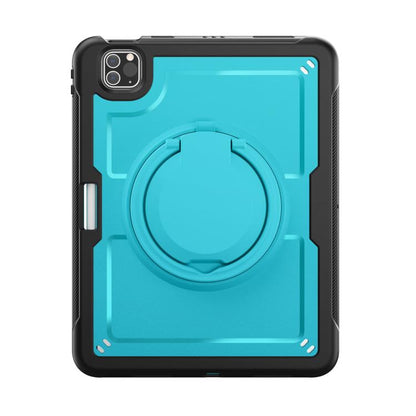 For iPad Pro 11 2022 / Air 10.9 2022 Honeycomb Hybrid Tablet Case with Handle Holder & Strap(Light Blue) by bashfashion