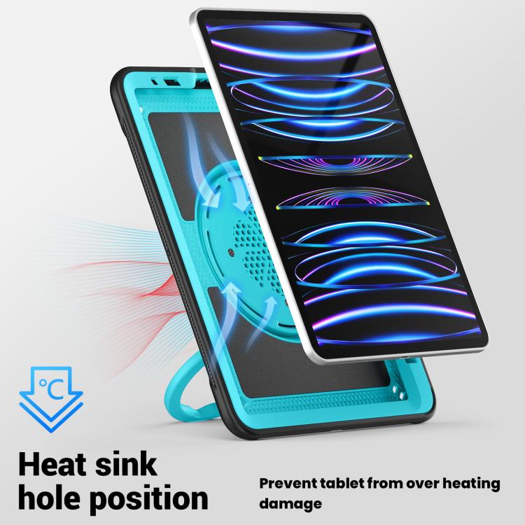 For iPad Pro 11 2022 / Air 10.9 2022 Honeycomb Hybrid Tablet Case with Handle Holder & Strap(Light Blue) by bashfashion