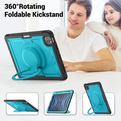 For iPad Pro 11 2022 / Air 10.9 2022 Honeycomb Hybrid Tablet Case with Handle Holder & Strap(Light Blue) by bashfashion