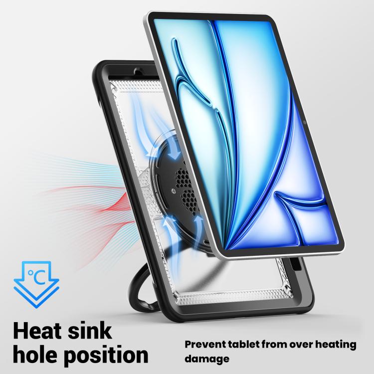 For iPad Air 11 2025 / 2024 Honeycomb Hybrid Tablet Case with Handle Holder & Strap(Transparent) by bashfashion