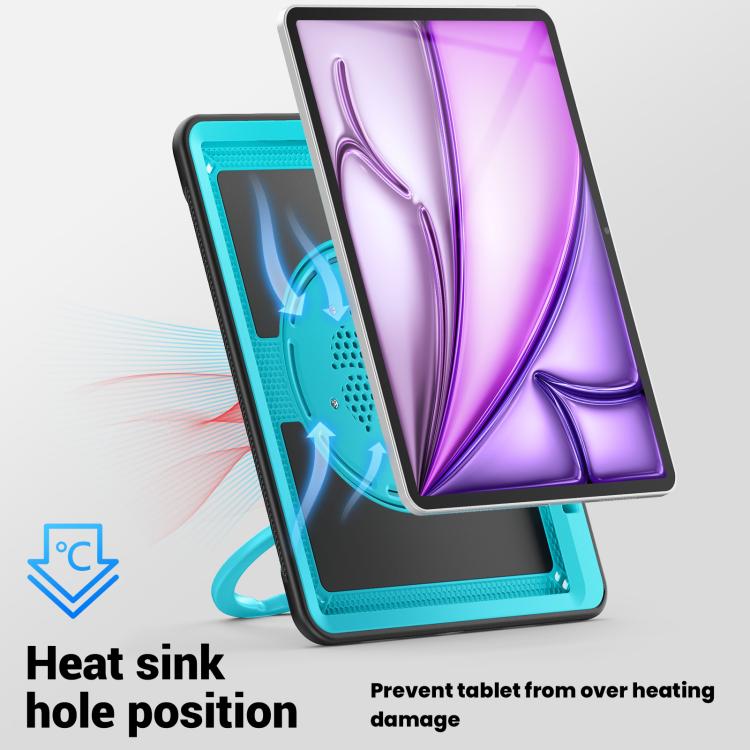 For iPad Air 13 2025 / 2024 Honeycomb Hybrid Tablet Case with Handle Holder & Strap(Light Blue) by bashfashion