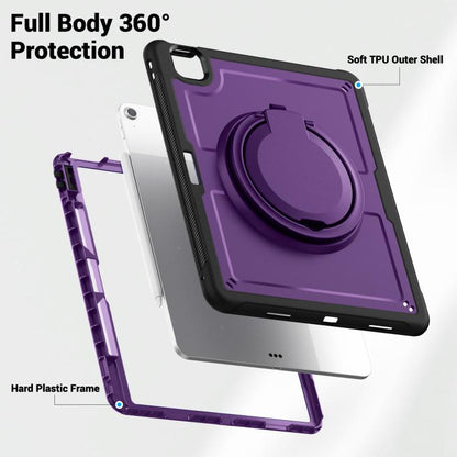 For iPad Air 13 2025 / 2024 Honeycomb Hybrid Tablet Case with Handle Holder & Strap(Purple) by bashfashion