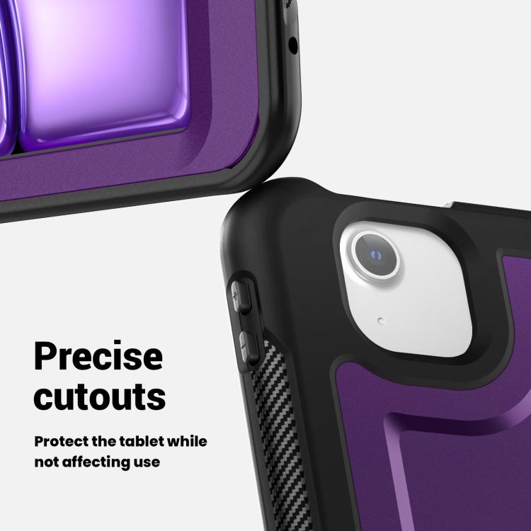 For iPad Air 13 2025 / 2024 Honeycomb Hybrid Tablet Case with Handle Holder & Strap(Purple) by bashfashion