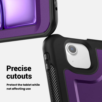 For iPad Air 13 2025 / 2024 Honeycomb Hybrid Tablet Case with Handle Holder & Strap(Purple) by bashfashion