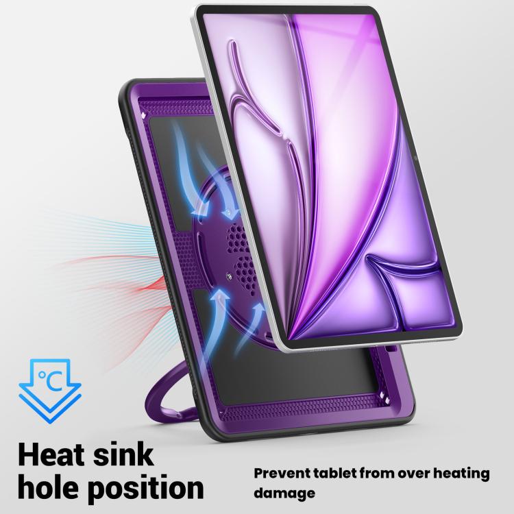 For iPad Air 13 2025 / 2024 Honeycomb Hybrid Tablet Case with Handle Holder & Strap(Purple) by bashfashion