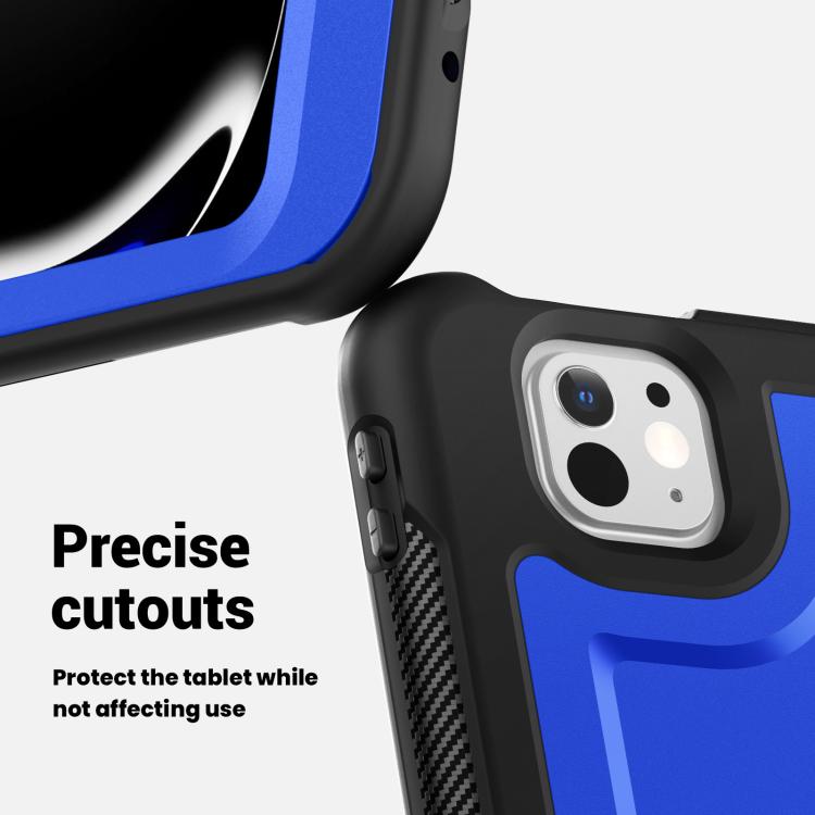 For iPad Pro 13 2025 / 2024 Honeycomb Hybrid Tablet Case with Handle Holder & Strap(Dark Blue) by bashfashion