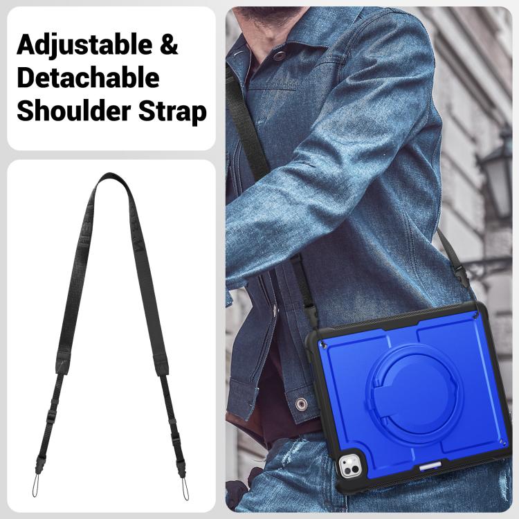 For iPad Pro 13 2025 / 2024 Honeycomb Hybrid Tablet Case with Handle Holder & Strap(Dark Blue) by bashfashion