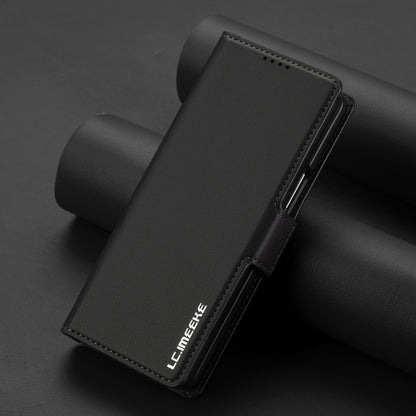 For Samsung Galaxy Z Fold6 LC.IMEEKE L1 Series Frosted Fine Texture PU Phone Case with Pen Slot, Pen Not Included(Black) by LC.IMEEKE