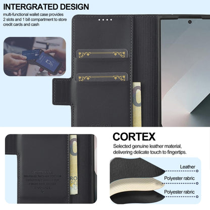 For Samsung Galaxy Z Fold6 LC.IMEEKE L1 Series Frosted Fine Texture PU Phone Case with Pen Slot, Pen Not Included(Black) by LC.IMEEKE