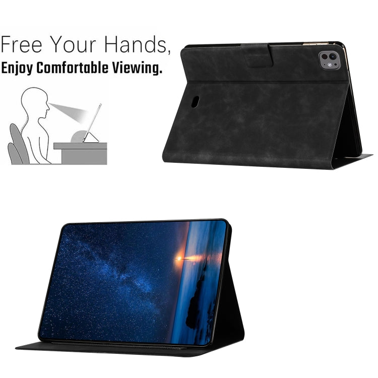 For iPad Air 11 2025 / 2024 Embossed Couple Cat Smart Tablet Leather Case(Black) by bashfashion