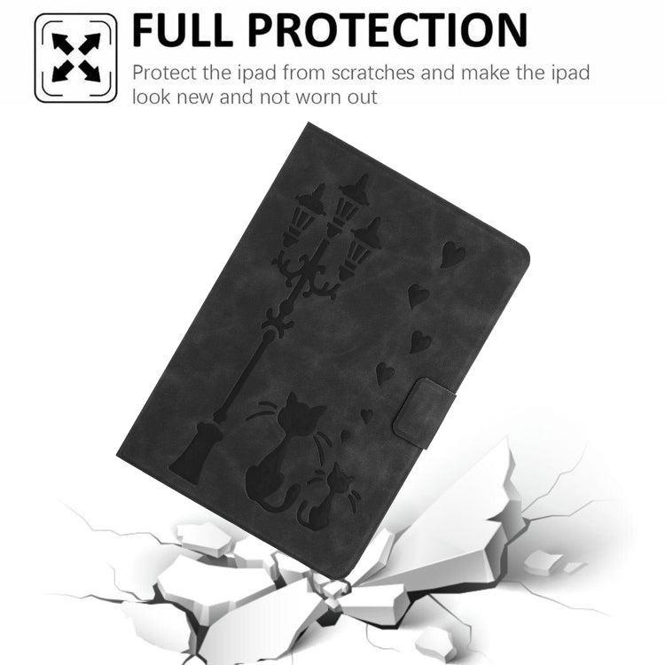 For iPad Air 11 2025 / 2024 Embossed Couple Cat Smart Tablet Leather Case(Black) by bashfashion