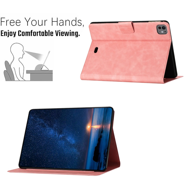 For iPad Air 10.9 2022 / 2020 Embossed Couple Cat Smart Tablet Leather Case(Pink) by bashfashion