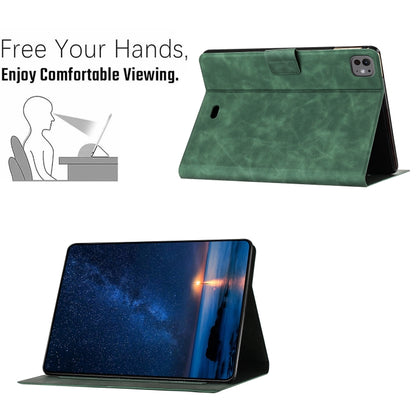 For iPad Pro 11 2025 / 2024 Embossed Couple Cat Smart Tablet Leather Case(Green) by bashfashion