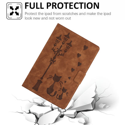 For iPad 10.2 2021 / 2020 / 10.5 2019 Embossed Couple Cat Smart Tablet Leather Case(Brown) by bashfashion