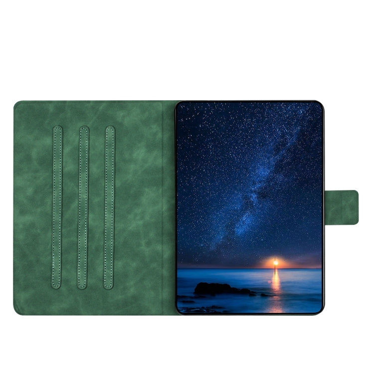 For iPad mini 2024 / mini 6 Embossed Couple Cat Smart Tablet Leather Case(Green) by bashfashion