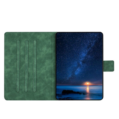 For iPad mini 2024 / mini 6 Embossed Couple Cat Smart Tablet Leather Case(Green) by bashfashion