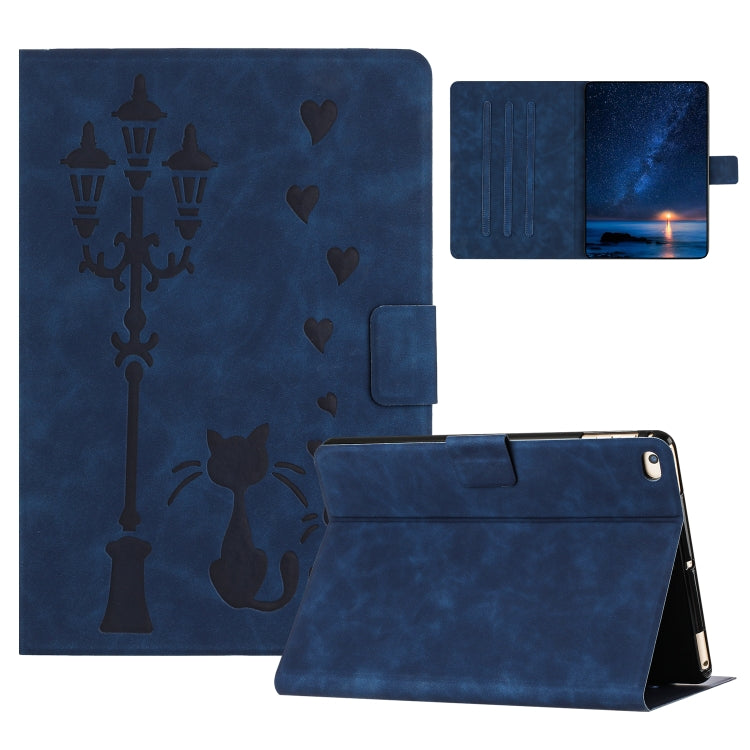 For iPad mini 5 / 4 / 3 / 2 / 1 Embossed Couple Cat Smart Tablet Leather Case(Blue) by bashfashion