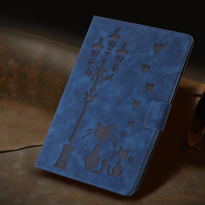 For iPad mini 5 / 4 / 3 / 2 / 1 Embossed Couple Cat Smart Tablet Leather Case(Blue) by bashfashion