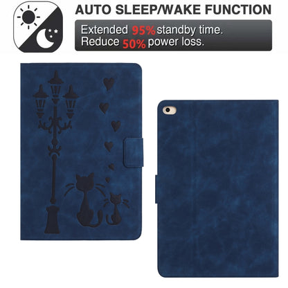 For iPad mini 5 / 4 / 3 / 2 / 1 Embossed Couple Cat Smart Tablet Leather Case(Blue) by bashfashion