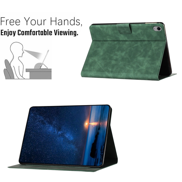For iPad 2025 / 2022 Embossed Couple Cat Smart Tablet Leather Case(Green) by bashfashion