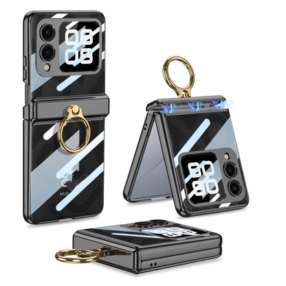 For Huawei nova Flip GKK Integrated Magnetic Folding Phantom Rotary Phone Case with Ring Holder(Black) by GKK