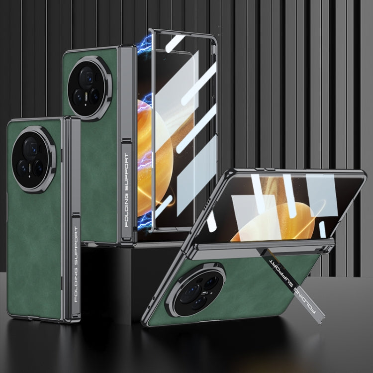 For Honor Magic V3 GKK Integrated Magnetic Fold Hinge Leather Shockproof Phone Case(Matte Green) by GKK