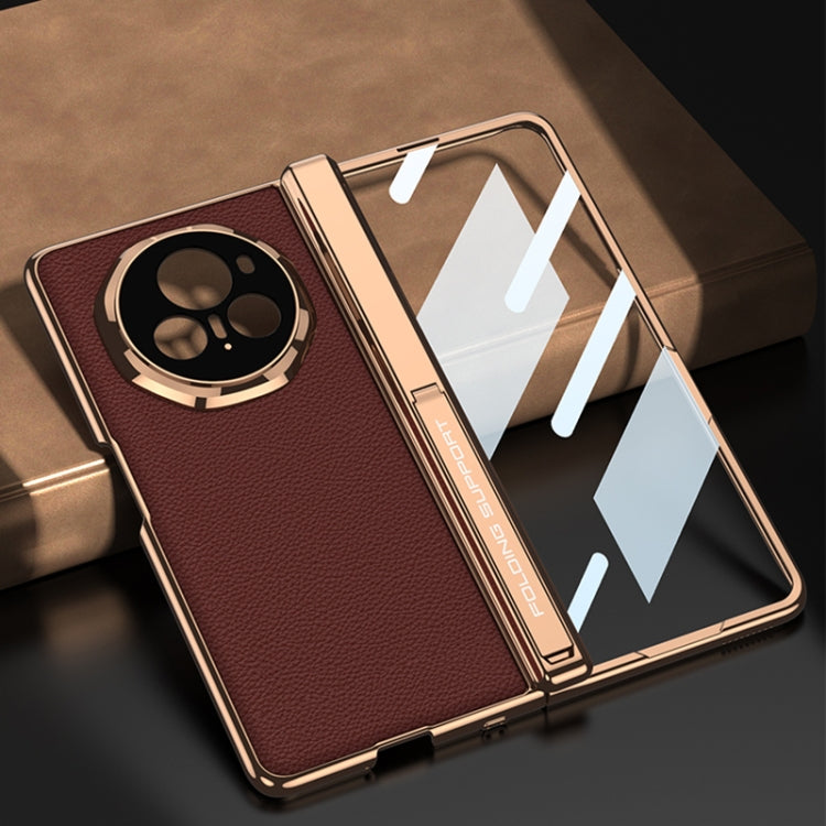 For Honor Magic V3 GKK Integrated Magnetic Fold Hinge Leather Shockproof Phone Case(Sand Gold) by GKK