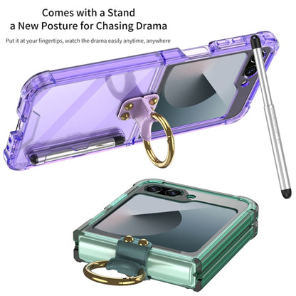 For Samsung Galaxy Z Flip6 / Flip7 FE GKK Airbag Protective Phone Case with Ring & Pen(Transparent) by GKK
