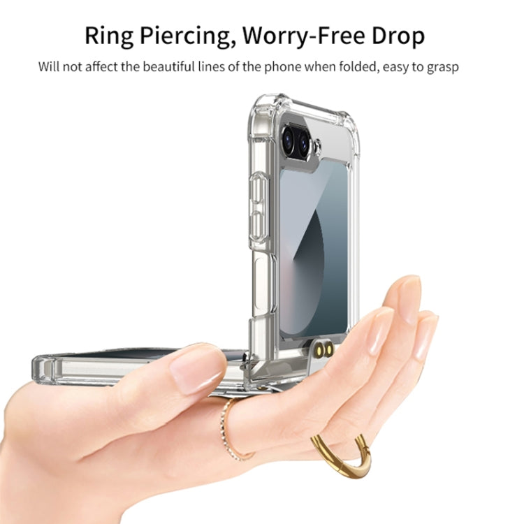 For Samsung Galaxy Z Flip6 / Flip7 FE GKK Airbag Protective Phone Case with Ring & Pen(Transparent) by GKK
