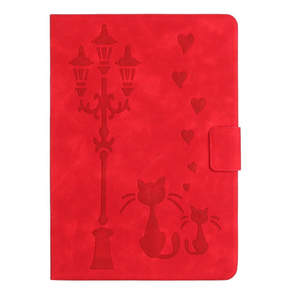 For Samsung Galaxy Tab A 10.1 2019 Embossed Couple Cat Smart Tablet Leather Case(Red) by bashfashion