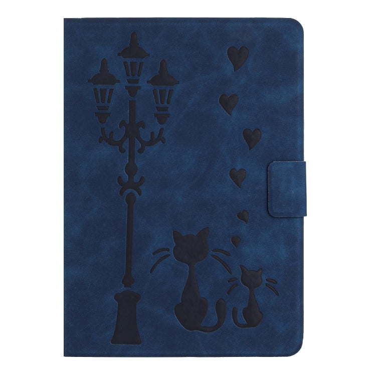 For Samsung Galaxy Tab A7 Lite Embossed Couple Cat Smart Tablet Leather Case(Blue) by bashfashion