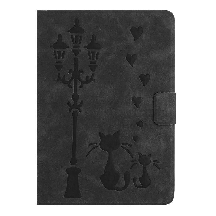 For Samsung Galaxy Tab A7 Lite Embossed Couple Cat Smart Tablet Leather Case(Black) by bashfashion