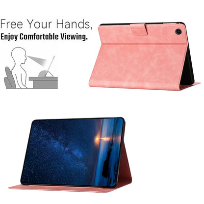 For Samsung Galaxy Tab A8 10.5 2021 Embossed Couple Cat Smart Tablet Leather Case(Pink) by bashfashion