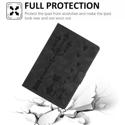 For Samsung Galaxy Tab A11 / A9 Embossed Couple Cat Smart Tablet Leather Case(Black) by bashfashion