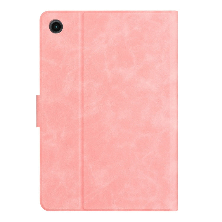 For Samsung Galaxy Tab A11 / A9 Embossed Couple Cat Smart Tablet Leather Case(Pink) by bashfashion