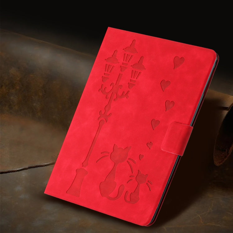 For Samsung Galaxy Tab S5e Embossed Couple Cat Smart Tablet Leather Case(Red) by bashfashion