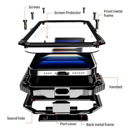 For iPhone 16 Pro Max R-JUST Life Waterproof Dustproof Shockproof Holder Phone Case(Black) by R-JUST