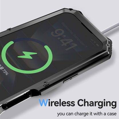 For iPhone 16 Pro Max R-JUST Life Waterproof Dustproof Shockproof Holder Phone Case(Black) by R-JUST