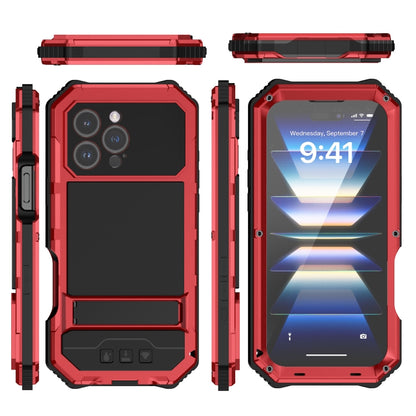 For iPhone 16 Pro Max R-JUST Life Waterproof Dustproof Shockproof Holder Phone Case(Red) by R-JUST