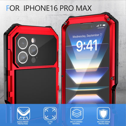 For iPhone 16 Pro Max R-JUST Life Waterproof Dustproof Shockproof Holder Phone Case(Red) by R-JUST