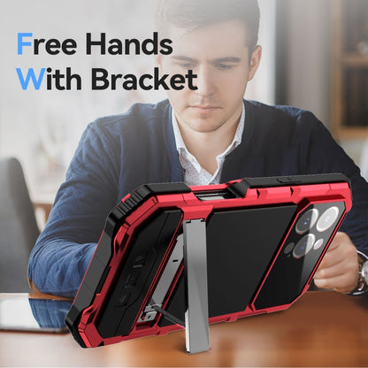 For iPhone 16 Pro Max R-JUST Life Waterproof Dustproof Shockproof Holder Phone Case(Red) by R-JUST