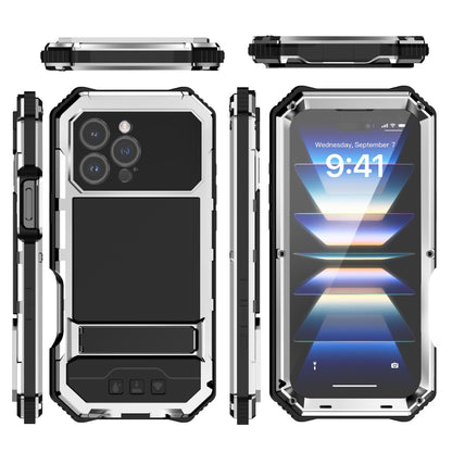 For iPhone 16 Pro Max R-JUST Life Waterproof Dustproof Shockproof Holder Phone Case(Silver) by R-JUST