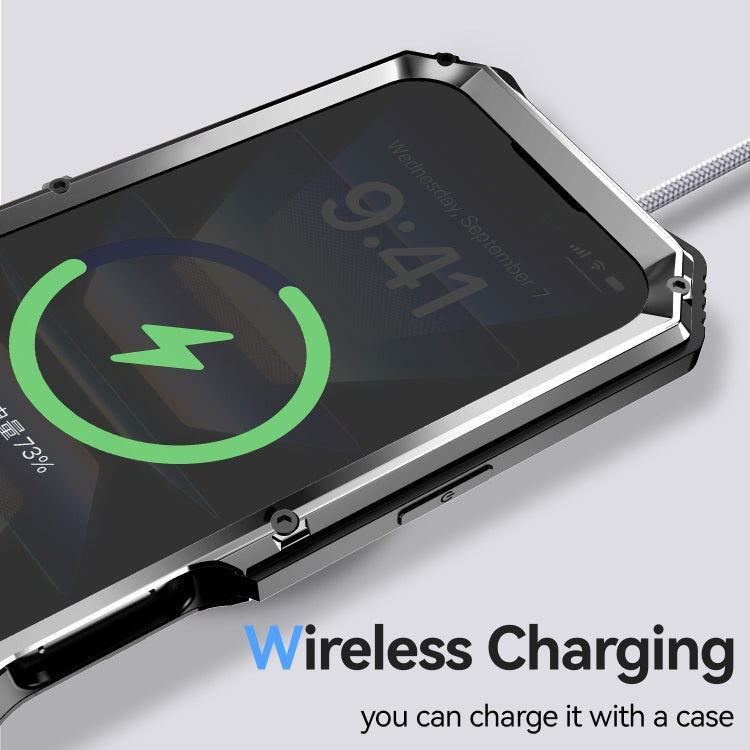 For iPhone 16 Pro Max R-JUST Life Waterproof Dustproof Shockproof Holder Phone Case(Silver) by R-JUST