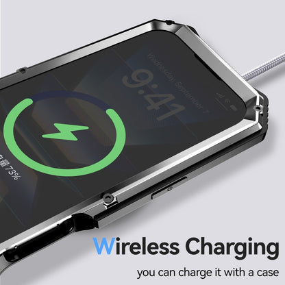 For iPhone 16 Pro Max R-JUST Life Waterproof Dustproof Shockproof Holder Phone Case(Silver) by R-JUST