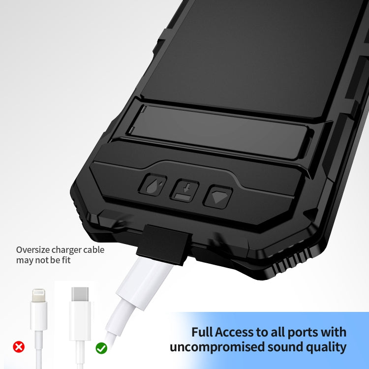 For iPhone 16 Plus R-JUST Life Waterproof Dustproof Shockproof Holder Phone Case(Black) by R-JUST