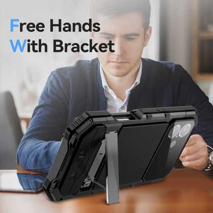 For iPhone 16 Plus R-JUST Life Waterproof Dustproof Shockproof Holder Phone Case(Black) by R-JUST