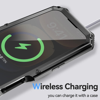 For iPhone 16 Plus R-JUST Life Waterproof Dustproof Shockproof Holder Phone Case(Black) by R-JUST