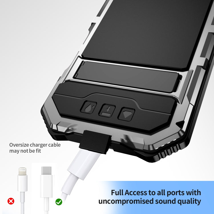 For iPhone 16 Plus R-JUST Life Waterproof Dustproof Shockproof Holder Phone Case(Silver) by R-JUST