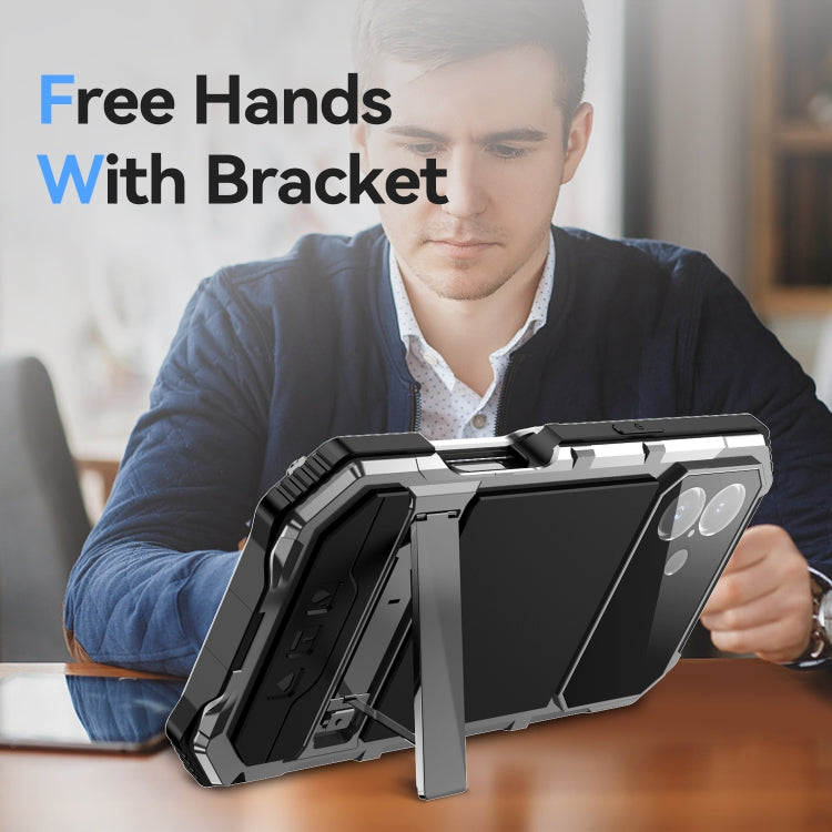 For iPhone 16 Plus R-JUST Life Waterproof Dustproof Shockproof Holder Phone Case(Silver) by R-JUST