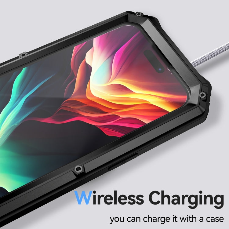 For iPhone 15 Pro Max R-JUST Life Waterproof Dustproof Shockproof Holder Phone Case(Black) by R-JUST